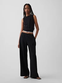 Brushed Twill Easy Wide-Leg Pants