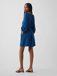 Denim Tie-Waist Mini Shirtdress