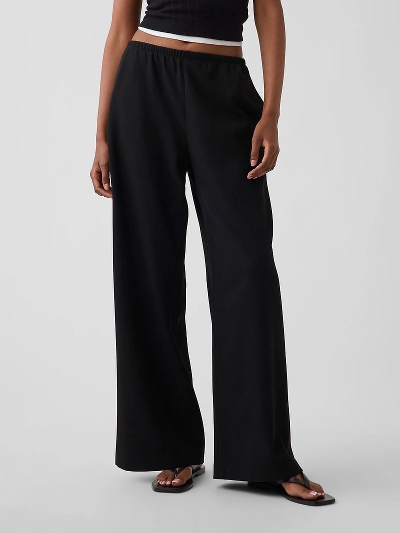 Brushed Twill Easy Wide-Leg Pants