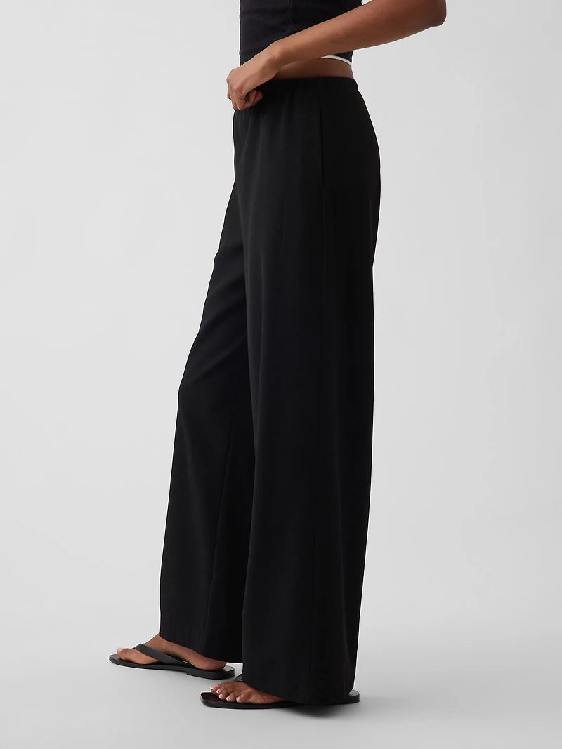 Brushed Twill Easy Wide-Leg Pants