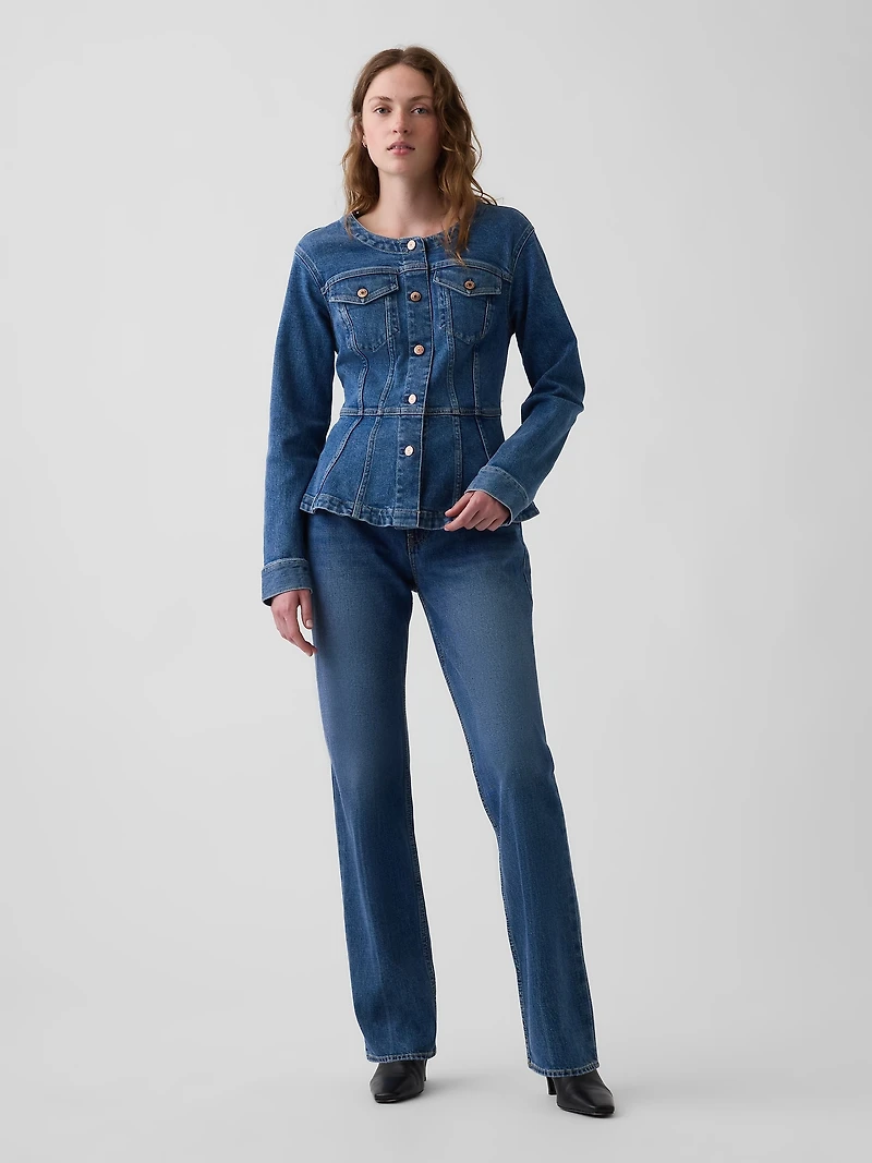 Denim Fitted Peplum Jacket