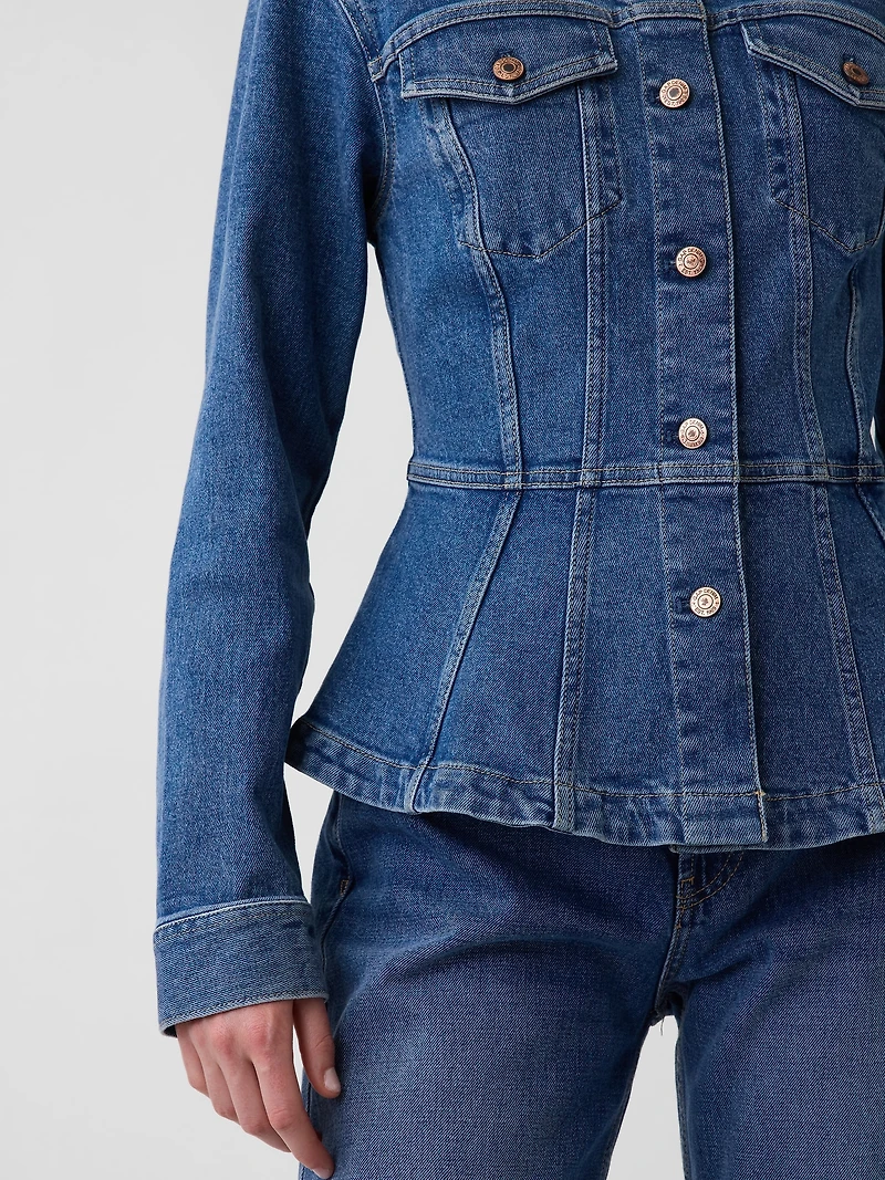 Denim Fitted Peplum Jacket