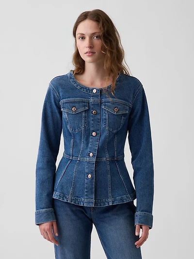 Denim Fitted Peplum Jacket