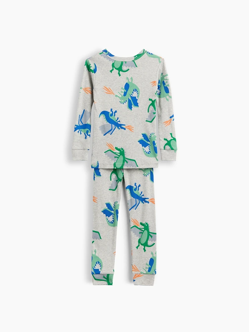 Pyjama en coton biologique brossé à motif de dragons pour Bébé et Tout-petit