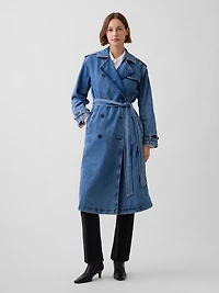 Longline Icon Denim Trench Jacket