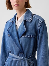 Longline Icon Denim Trench Jacket