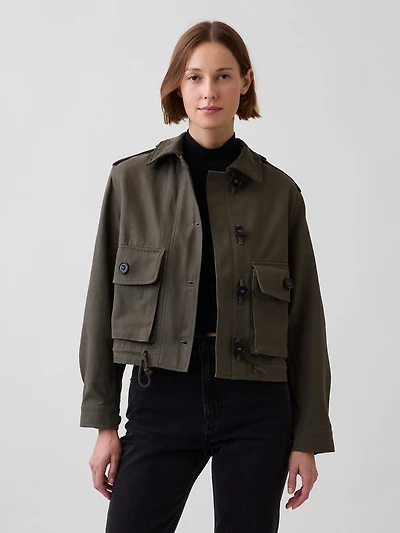 Canvas Crop Utility Jacket
