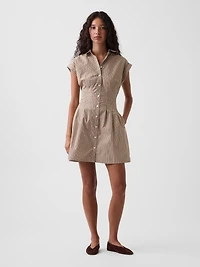 Poplin Stripe Cinched Mini Shirtdress
