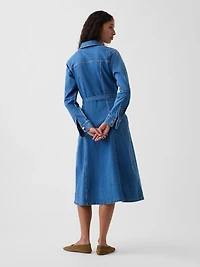 Denim Tie-Belt Midi Shirtdress