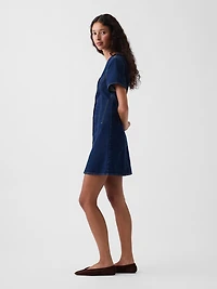 Denim V-Neck Mini Dress