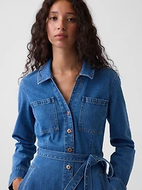 Denim Tie-Belt Midi Shirtdress