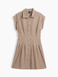 Poplin Stripe Cinched Mini Shirtdress