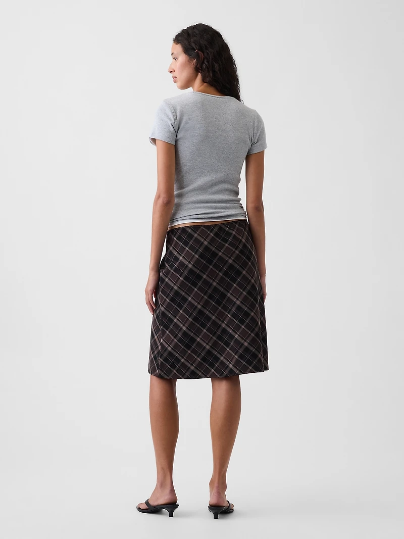 Plaid Easy Knee-Length Skirt