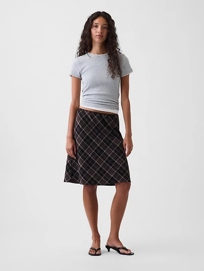 Plaid Easy Knee-Length Skirt
