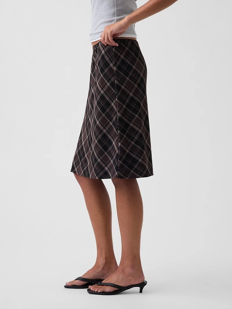 Plaid Easy Knee-Length Skirt