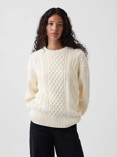100% Cotton Cable-Knit Oversized Sweater