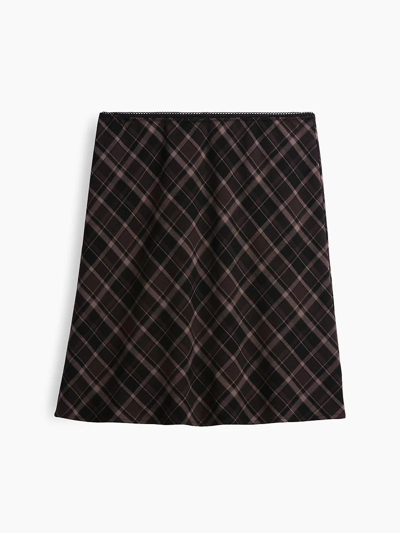 Plaid Easy Knee-Length Skirt