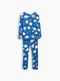 Pyjama en coton biologique brossé à motifs de l’espace pour Bébé et Tout-petit