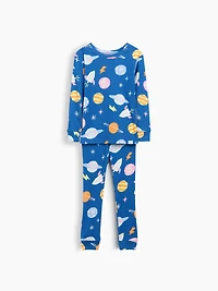 Pyjama en coton biologique brossé à motifs de l’espace pour Bébé et Tout-petit