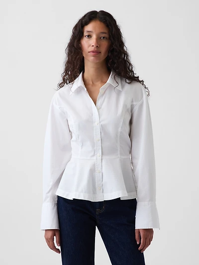 Organic Cotton Popin Peplum Shirt