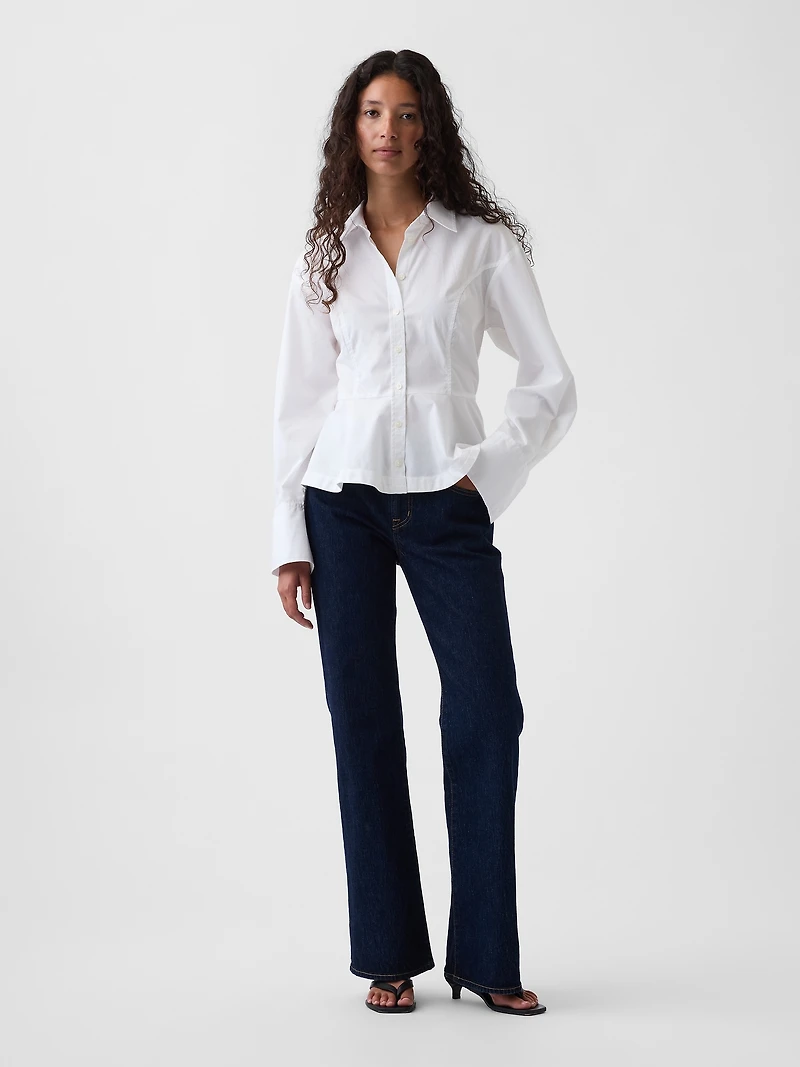Organic Cotton Popin Peplum Shirt