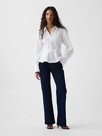 Organic Cotton Popin Peplum Shirt