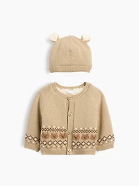 Ensemble de cardigan à doublure en sherpa et bonnet pour Bébé