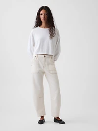 Mid Rise Barrel Utility Ankle Pants
