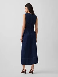 Denim V-Neck Maxi Dress