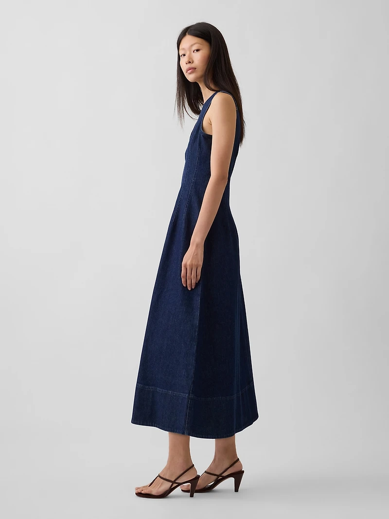 Denim V-Neck Maxi Dress