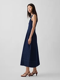 Denim V-Neck Maxi Dress