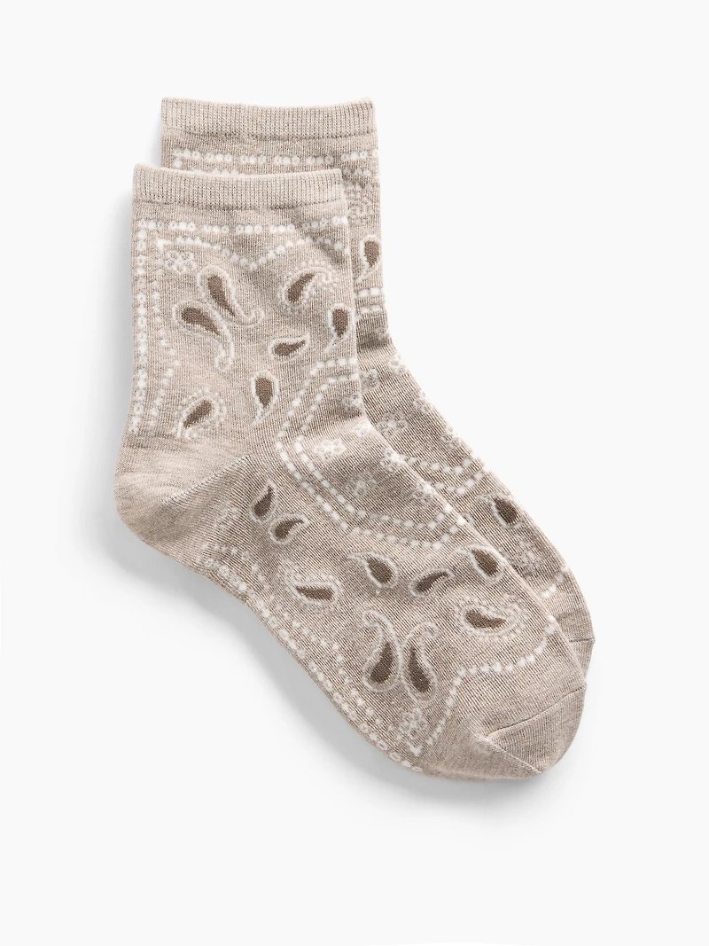 Paisley Half Crew Socks