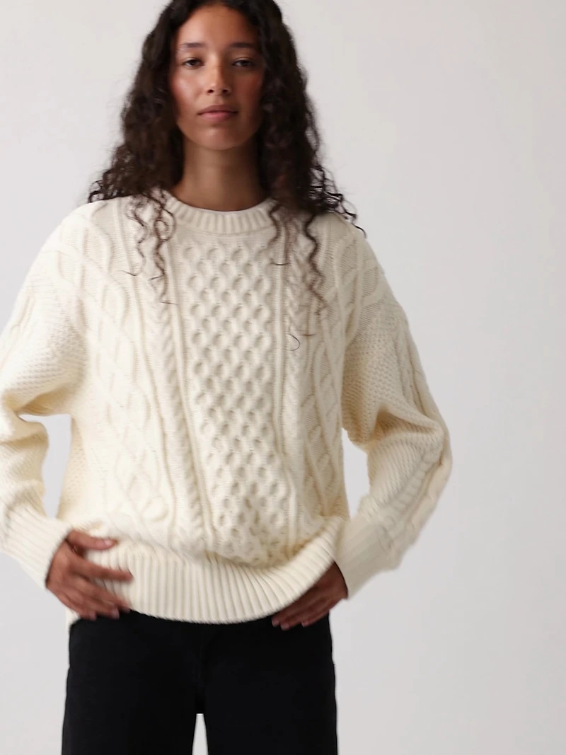 100% Cotton Cable-Knit Oversized Sweater