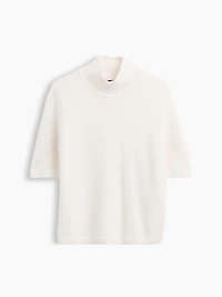 CashSoft Mockneck Elbow-Sleeve Sweater