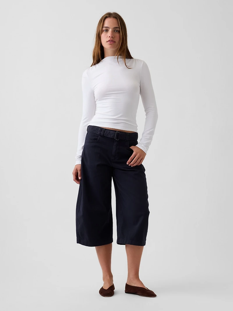 CloseKnit Jersey Funnel-Neck Ruched T-Shirt