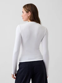 CloseKnit Jersey Funnel-Neck Ruched T-Shirt