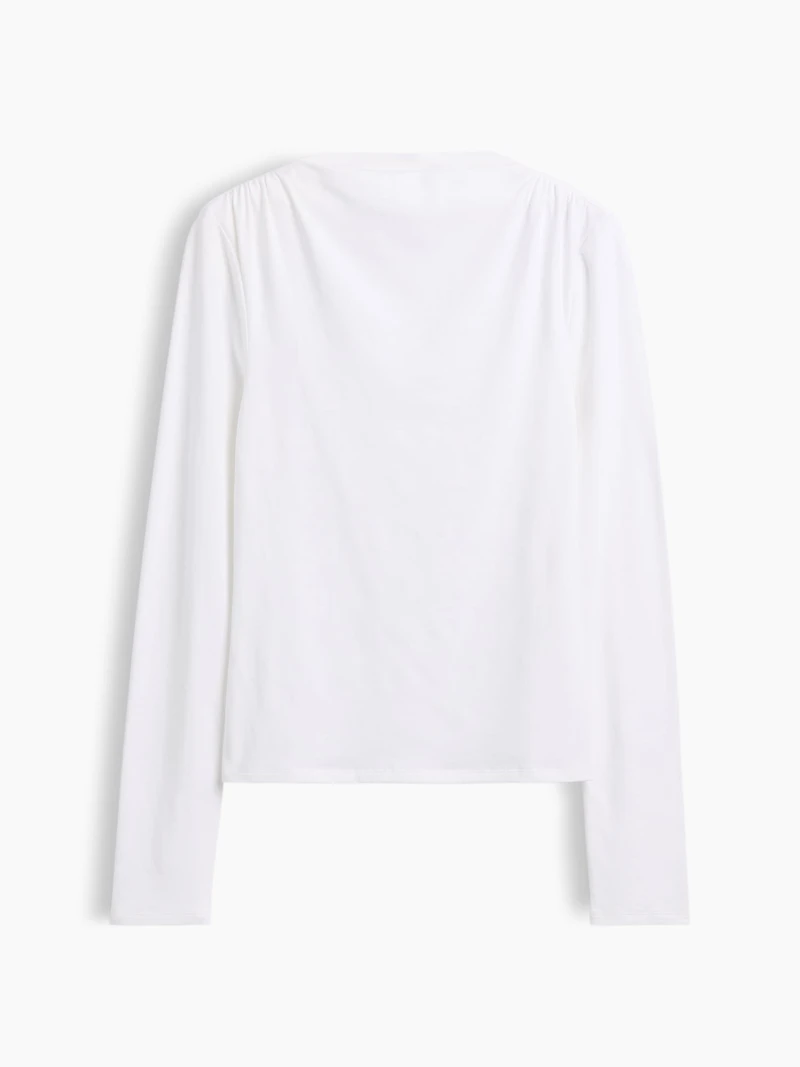 CloseKnit Jersey Funnel-Neck Ruched T-Shirt