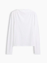 CloseKnit Jersey Funnel-Neck Ruched T-Shirt