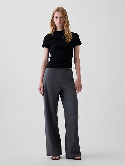 Brushed Twill Easy Wide-Leg Pants