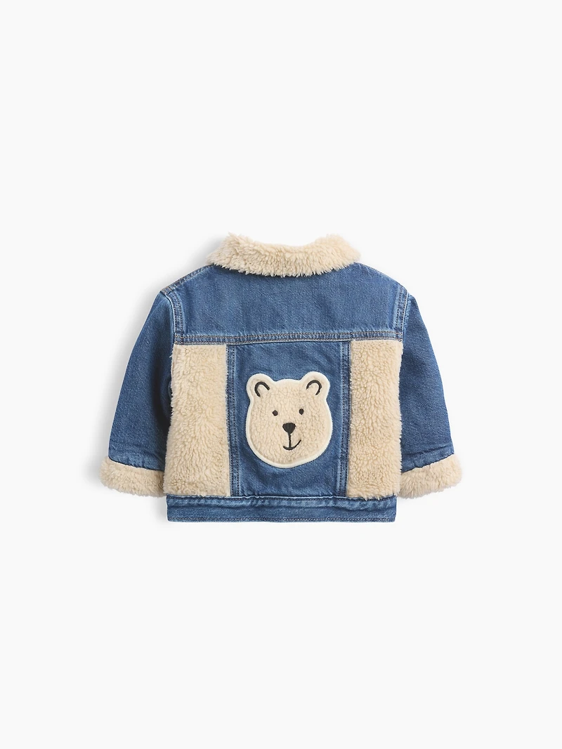 Veste en denim emblématique et sherpa à motif d’ourson pour Bébé