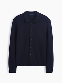 Relaxed Polo Shirt Cardigan Sweater