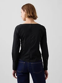 Organic Cotton Poplin Scoop Neck Top