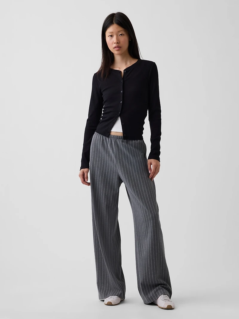 Brushed Twill Easy Wide-Leg Pants