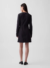 V-Neck Button-Front Mini Dress