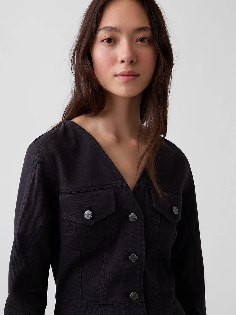V-Neck Button-Front Mini Dress