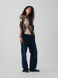 CashSoft Oversized Argyle Sweater