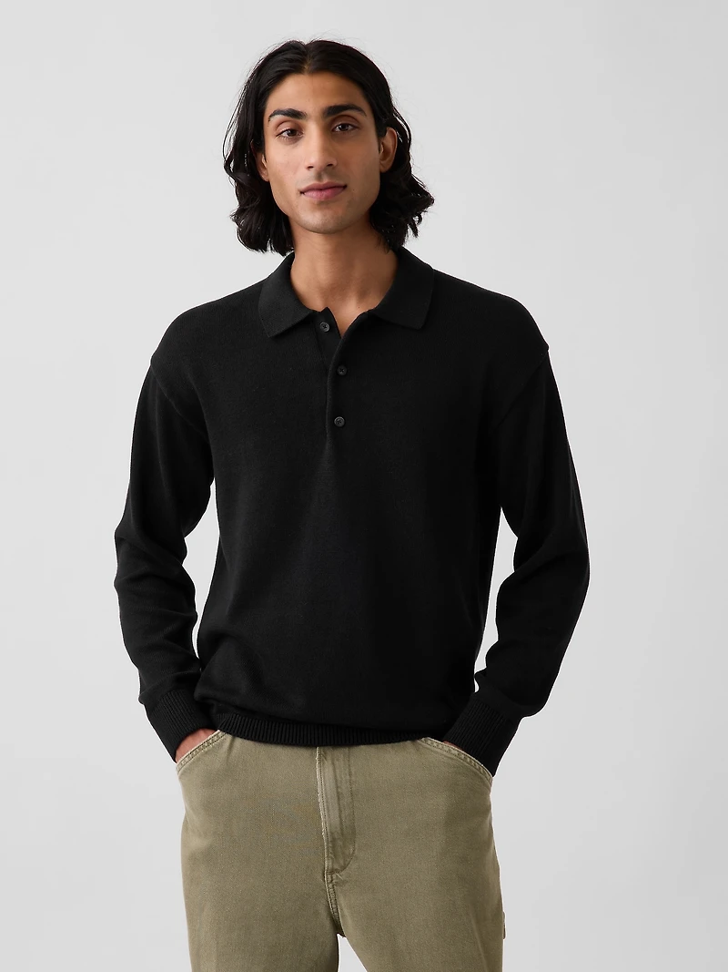 Relaxed Polo Shirt Sweater