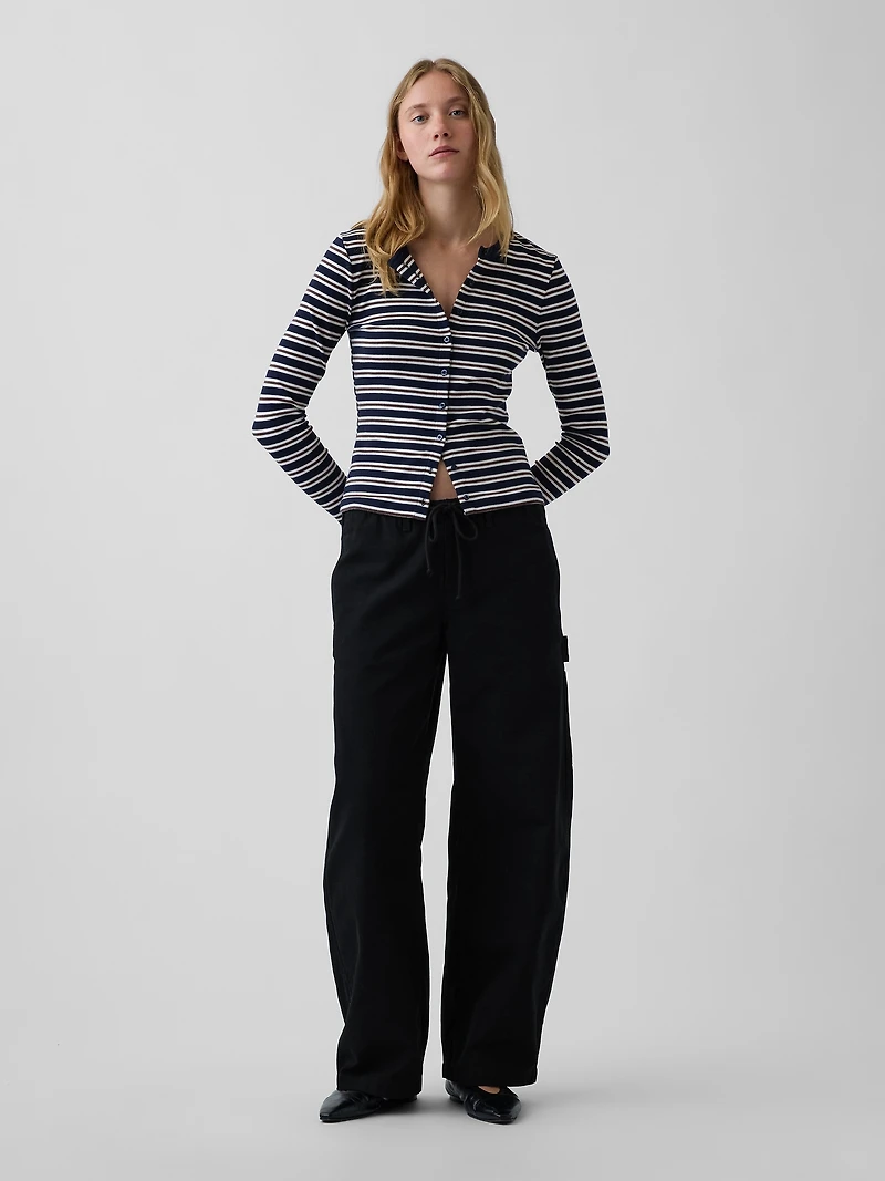 Canvas Easy Baggy Barrel Cargo Pants
