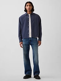 Relaxed Crop Straight-Hem Oxford Shirt