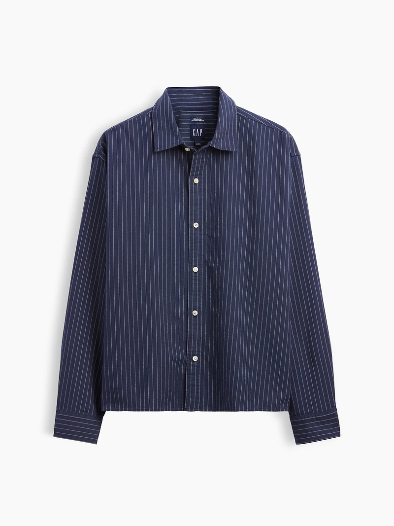Relaxed Crop Straight-Hem Oxford Shirt